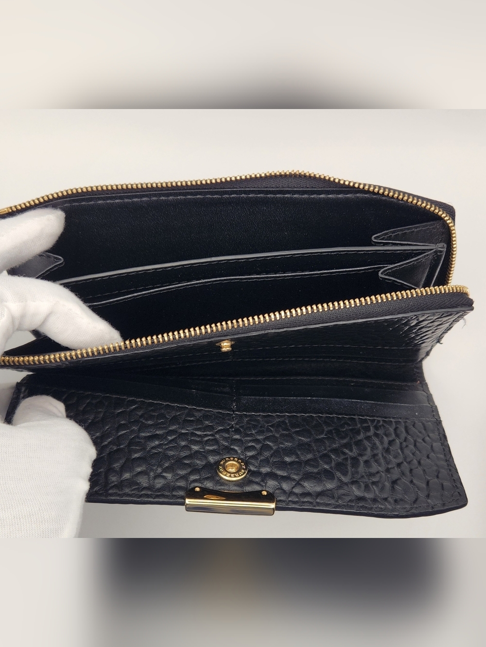 Burberry Embossed Check Leather Wallet - Picture 9 of 15